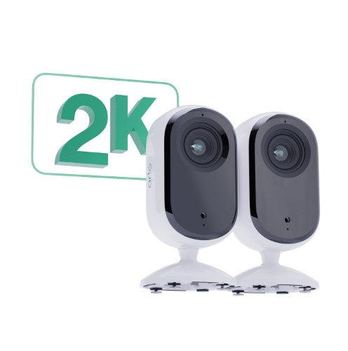 Arlo Essential 2K Indoor Security Camera, 2-pack
