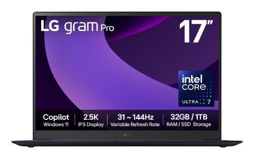 LG Gram Pro 17Z90TP-G 17" Hybrid AI Laptop - Intel® Core™ Ultra 7 255H, 1TB SSD, 32 GB RAM - Black - [2025]