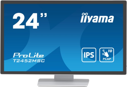 iiyama ProLite T2452MSC-W1 computer monitor 61 cm (24") 1920 x 1080 pixels Full HD LCD Touchscreen Multi-user White
