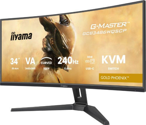 iiyama G-MASTER GCB3486WQSCP-B1 computer monitor 86.4 cm (34") 3440 x 1440 pixels UltraWide Quad HD Black