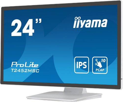 iiyama ProLite T2452MSC-W1 computer monitor 61 cm (24") 1920 x 1080 pixels Full HD LCD Touchscreen Multi-user White