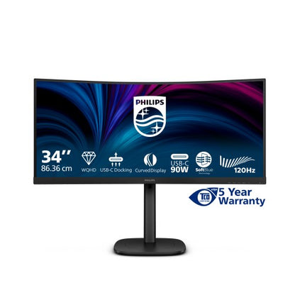 Philips 3000 series 34B2U3600C/00 computer monitor 86.4 cm (34") 3440 x 1440 pixels Wide Quad HD LCD Black
