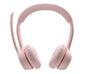 Logitech 981-001412 headphones/headset Wireless Head-band Office/Call center Bluetooth Rose