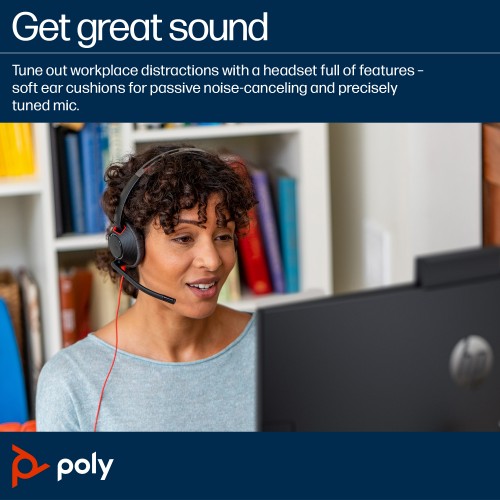 HP Poly Blackwire 5220 Stereo USB-C Headset +3.5mm Plug +USB-C/A Adapter (Bulk)