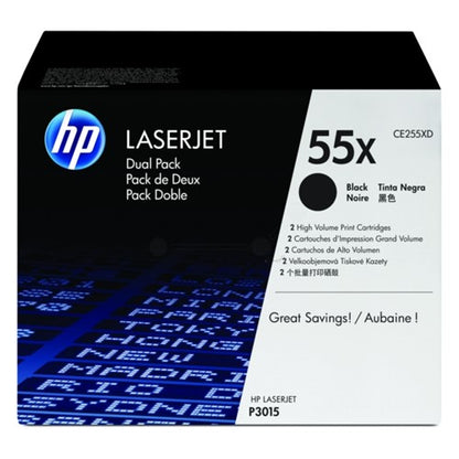 HP CE255XD/55X Toner cartridge black high-capacity twin pack, 2x12.5K pages ISO/IEC 19752 Pack=2 for HP LaserJet P 3015