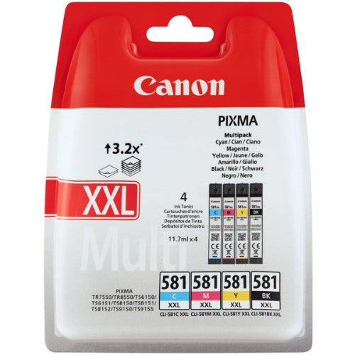 Canon 1998C007/CLI-581XXL Ink cartridge multi pack Bk,C,M,Y extra High-Capacity Pack=4 for Canon Pixma TS 6150/8150