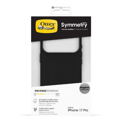 OtterBox Symmetry Cactus Leather Series for Apple iPhone 17 Pro, Noir Ash