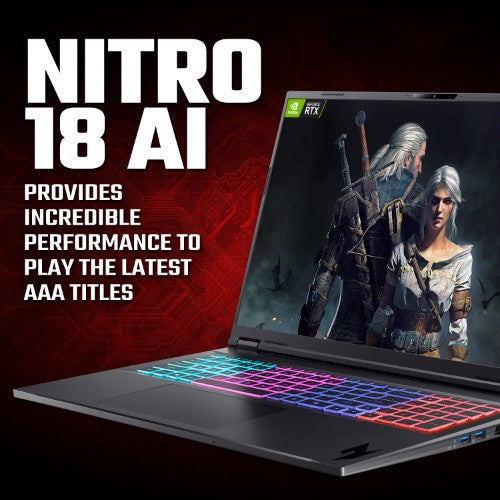 Acer Nitro 18 AI AN18-61 - AMD Ryzen AI 9 365, 32GB, 2TB SSD, NVIDIA GeForce RTX 5070Ti, 18"WQXGA, Windows 11 Gaming Laptop