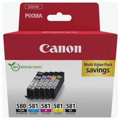 Canon 2078C007/PGI-580CLI-581 Ink cartridge multi pack 2x Bk + 1x C,M,Y 200/1505/256/237/257 Pg Pack=5 for Canon Pixma TS 6150/8150