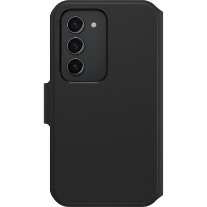OtterBox Strada Via Case for Galaxy S23, Shockproof, Drop Proof, Slim, Soft Touch Protective Folio Case with Card Holder, 2x Tested to Military Standard, Black