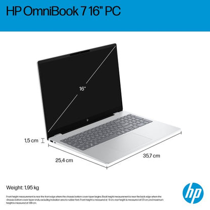 HP OmniBook 7 16-az0000na Intel Core 7 240H Laptop 40.6 cm (16") 2K 24 GB DDR5-SDRAM 1 TB SSD Wi-Fi 6E (802.11ax) Windows 11 Home Silver