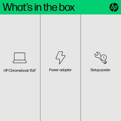HP Chromebook 15a-nb0006na Intel® N N100 39.6 cm (15.6") HD 4 GB LPDDR5-SDRAM 128 GB UFS Wi-Fi 6 (802.11ax) ChromeOS Silver