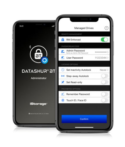 iStorage datAshur BT 32 GB | Encrypted Secure Flash Drive | Unlock via Smartphone Using Bluetooth | FIPS 140-2 Level 3 Certified | Remote Management Ready