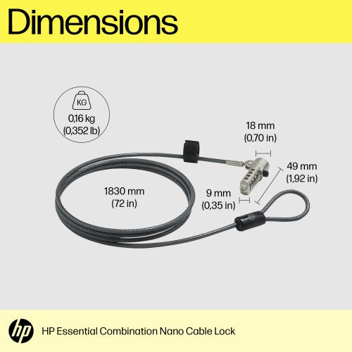 HP Essential Nano Combination Cable Lock