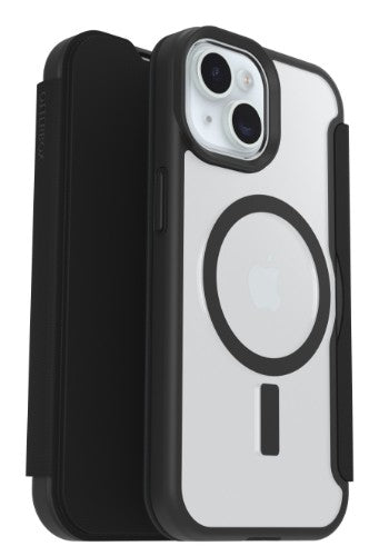 OtterBox React Folio for MagSafe Series for Apple iPhone 16e/15/14/13, transparent/black - No Retail Packaging