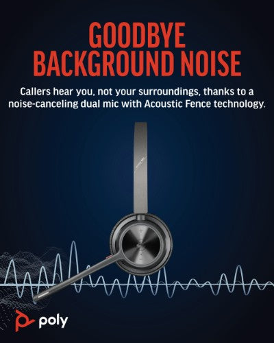 HP Poly Voyager 4320 UC Stereo USB-A Headset +BT700 USB-A Adapter +Charging Stand