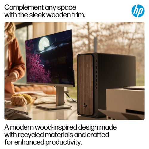HP OmniDesk AI M03-0007na PC Intel Core Ultra 7 265 32 GB DDR5-SDRAM 2 TB SSD Windows 11 Home Tower AI PC Wood
