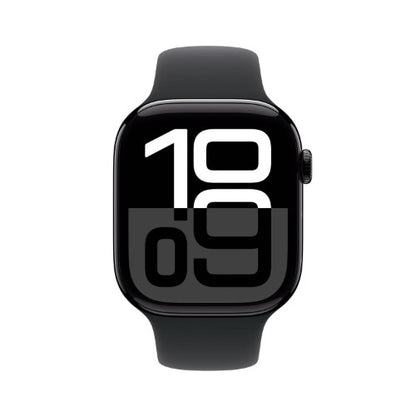 Apple Watch Series 10 GPS + Cellular 46mm Jet Black Aluminium Case with Black Sport Band - S/M