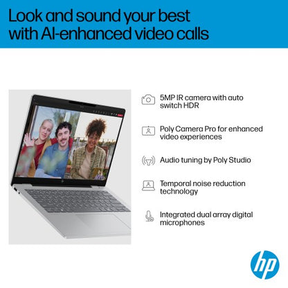 HP OmniBook 7 AI 14-fr0001na Intel Core Ultra 7 255H Laptop 35.6 cm (14") 2K 32 GB LPDDR5-SDRAM 1 TB SSD Wi-Fi 6E (802.11ax) Windows 11 Home AI PC Silver