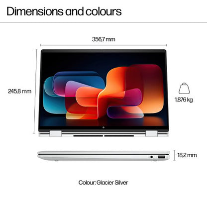 HP ENVY x360 16-ac0012na Intel Core Ultra 5 125U Hybrid (2-in-1) 40.6 cm (16") Touchscreen 2K 16 GB LPDDR5-SDRAM 1 TB SSD Wi-Fi 7 (802.11be) Windows 11 Home AI PC Silver