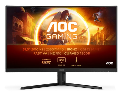 AOC G4 CQ32G4VE computer monitor 80 cm (31.5") 2560 x 1440 pixels Quad HD LCD Black, Grey