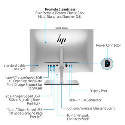 HP EliteOne 840 G9 Intel® Core™ i7 i7-14700 60.5 cm (23.8") 1920 x 1080 pixels Touchscreen All-in-One PC 32 GB DDR5-SDRAM 1 TB SSD Windows 11 Pro Wi-Fi 7 (802.11be) Silver