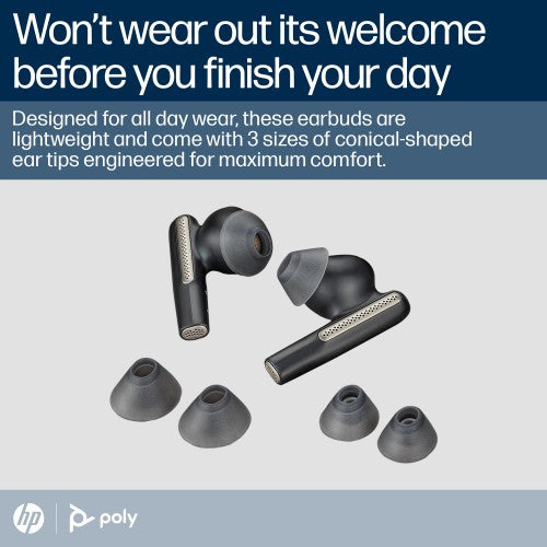 HP Poly Poly Voyager Free 60+ UC Carbon Black Earbuds +BT700 USB-C Adapter +Touchscreen Charge Case