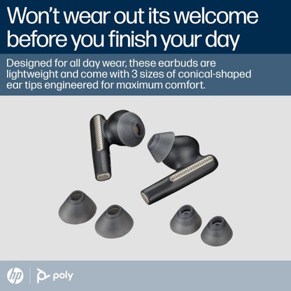 HP Poly Poly Voyager Free 60+ UC Carbon Black Earbuds +BT700 USB-C Adapter +Touchscreen Charge Case