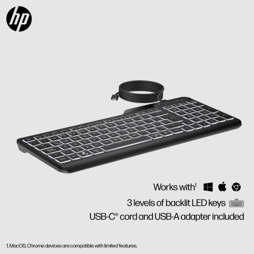 HP 400 Backlit Wired Keyboard