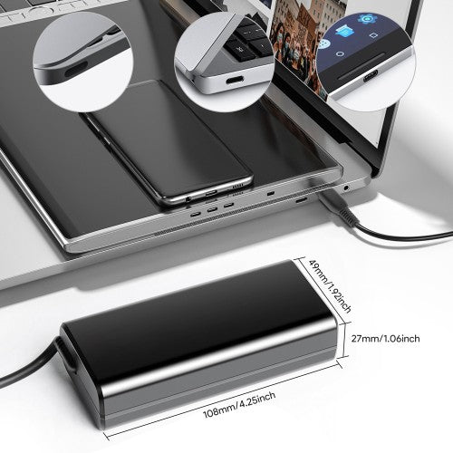 Origin Storage 65W USB-C AC Adapter with 8 output voltages for all USB-C devices up to 65W - UK Connections