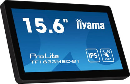 iiyama ProLite TF1633MSC-B1 computer monitor 39.6 cm (15.6") 1920 x 1080 pixels Full HD Touchscreen Black