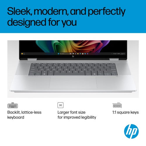 HP OmniBook X Flip Next Gen AI 16-as0011na Copilot+ PC Intel Core Ultra 7 256V Hybrid (2-in-1) 40.6 cm (16") Touchscreen 2K 16 GB LPDDR5x-SDRAM 1 TB SSD Wi-Fi 7 (802.11be) Windows 11 Home Silver