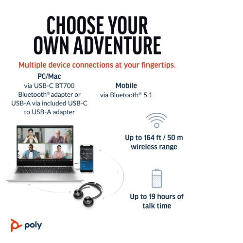 HP Poly Poly Voyager Focus 2 USB-A Headset