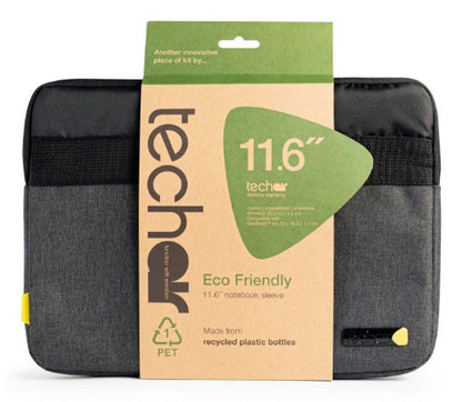Techair TAECV007 Sustainable style for 11.6" laptops and Chromebooks. Made from recycled bottles, the Eco Sleeve pairs eco-friendly design with lifetime durability.