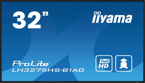 iiyama LH3275HS-B1AG Signage Display Digital signage flat panel 80 cm (31.5") LCD Wi-Fi 500 cd/m² Full HD Black Built-in processor Android 11 24/7