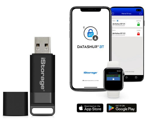 iStorage datAshur BT 16 GB | Encrypted Secure Flash Drive | Unlock via Smartphone Using Bluetooth | FIPS 140-2 Level 3 Certified | Remote Management Ready