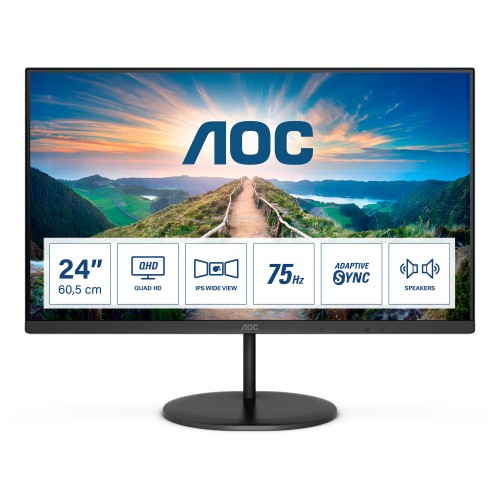 AOC V4 Q24V4EA computer monitor 60.5 cm (23.8") 2560 x 1440 pixels 2K Ultra HD LED Black