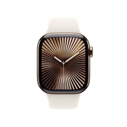 Apple Watch Series 10 GPS + Cellular 42mm Gold Titanium Case with Starlight Sport Band - M/L
