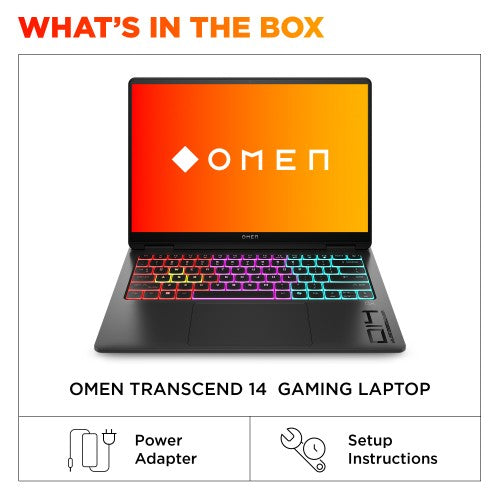 HP OMEN Transcend 14-fb1011na Intel Core Ultra 9 285H Laptop 35.6 cm (14") 3K 32 GB LPDDR5x-SDRAM 2 TB SSD NVIDIA GeForce RTX 5070 Wi-Fi 7 (802.11be) Windows 11 Home AI PC Black
