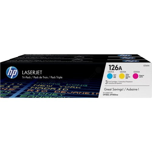 HP CF341A/126A Toner Rainbow-Kit (c,m,y), 3x1K pages ISO/IEC 19798 Pack=3 for HP LJ Pro CP 1025