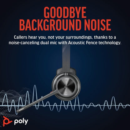 HP Poly Voyager 4310 UC Monaural Headset +BT700 USB-A Adapter +Charging Stand