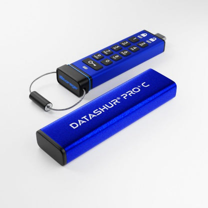iStorage datAshur PRO+C 256GB | FIPS 140-3 Level 3 Certified | Secure USB Type-C drive | AES-XTS 256-bit Hardware Encryption | PIN protected | Type C-A adapter included