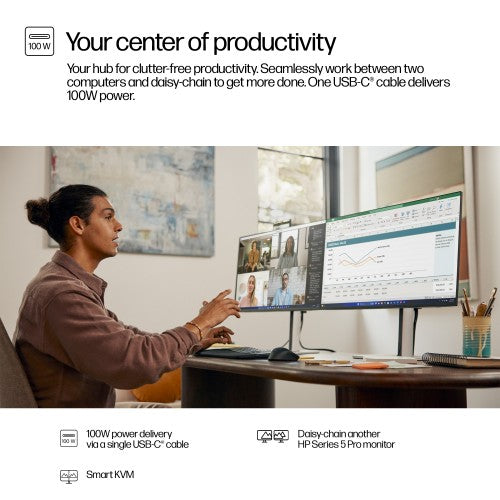 HP Series 5 Pro 27 inch QHD USB-C Conferencing Monitor - 527pm PVC Free