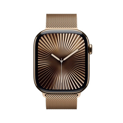 Apple Watch Series 10 GPS + Cellular 46mm Gold Titanium Case with Gold Milanese Loop - M/L