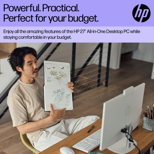 HP All-in-One 27-cr0049na Intel® Core™ i5 i5-1335U 68.6 cm (27") 1920 x 1080 pixels All-in-One PC 16 GB DDR4-SDRAM 1 TB SSD Windows 11 Home Wi-Fi 6 (802.11ax) White