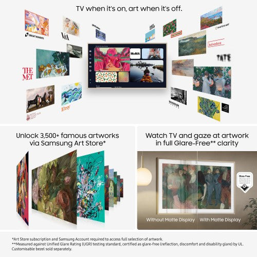 Samsung 2025 55" The Frame Art Mode QLED 4K HDR Smart TV 139.7 cm (55") 4K Ultra HD Wi-Fi Black