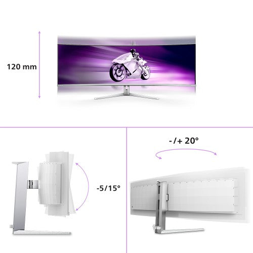Philips Evnia 8000 49M2C8900L/00 computer monitor 124.2 cm (48.9") 5120 x 1440 pixels Dual QHD QD-OLED White