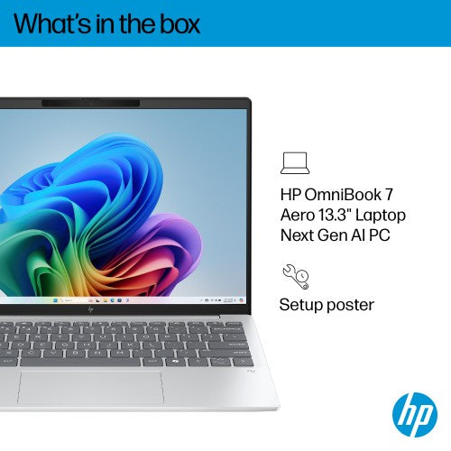 HP OmniBook 7 Aero 13-bg1001na Copilot+ PC AMD Ryzen AI 7 350 Laptop 33.8 cm (13.3") WQXGA 16 GB LPDDR5x-SDRAM 1 TB SSD Wi-Fi 6 (802.11ax) Windows 11 Home Silver