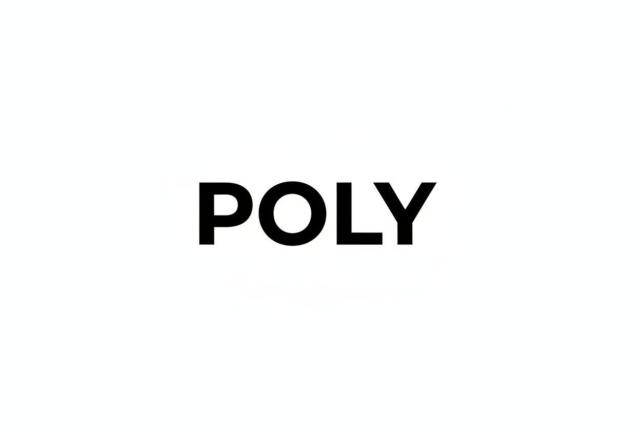 create a POLY logo in black lettering only on white background