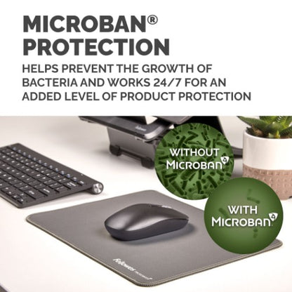 Fellowes Breyta XL Mouse Mat with Non-Slip Base XL Mouse Pad with Antibacterial Protection Grey